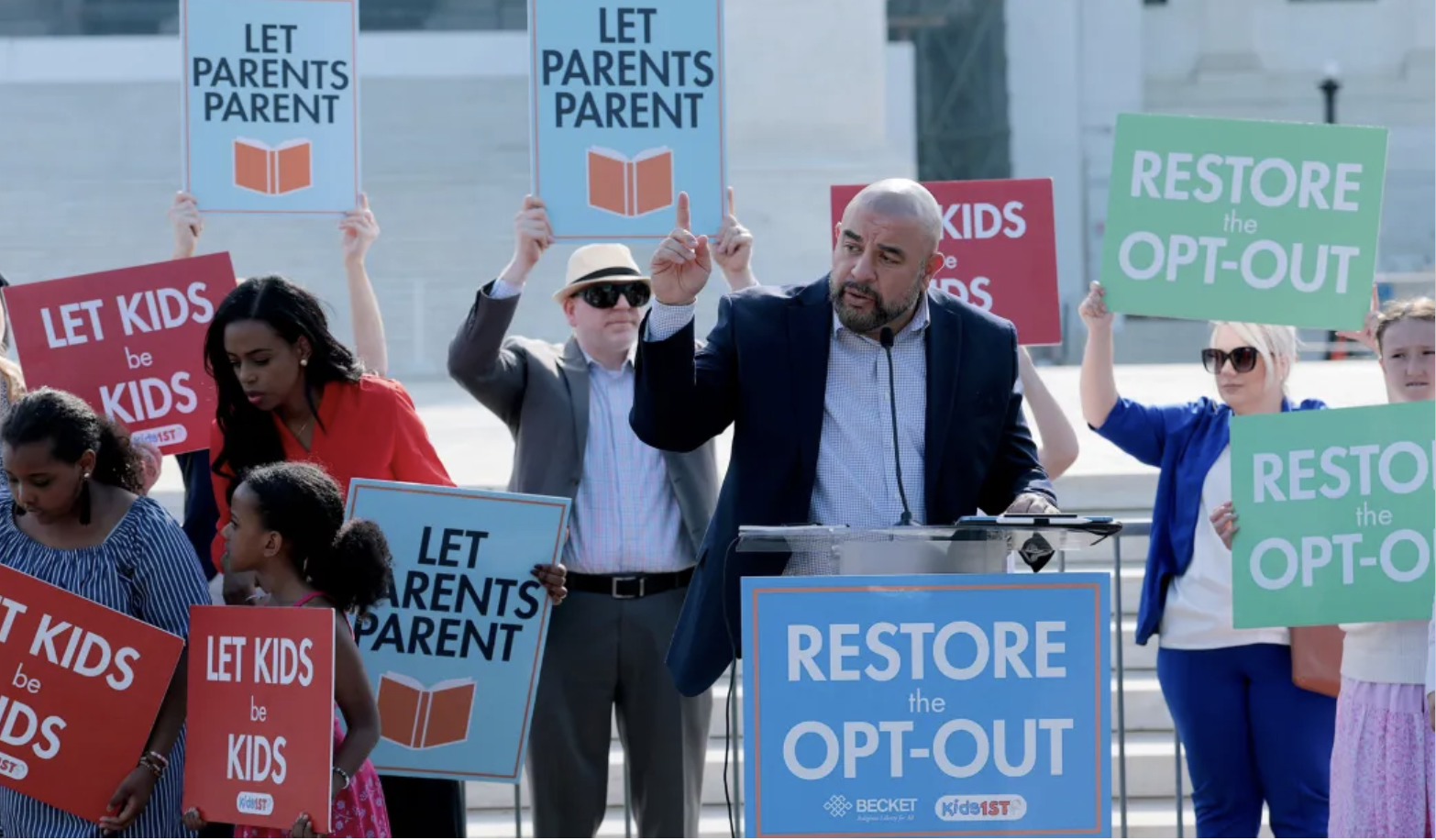 Parents protest to opt-out of school indoctrination of their children