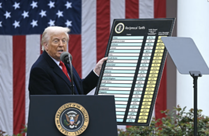 Trump holds board with foreign country's tariffs