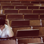 Lone student in Harvard classroom