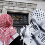Pro-Palenstinian protesters at Butler Library on Columbia University Campus