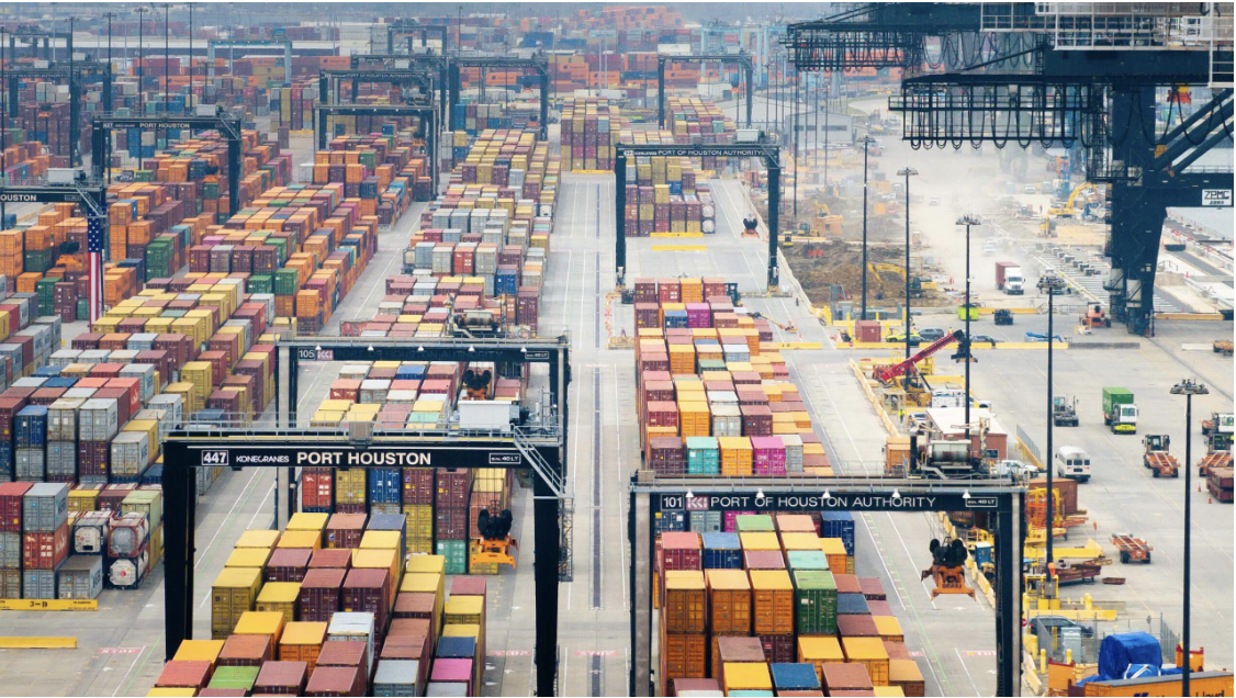 Thousands of shipping containers on the dock