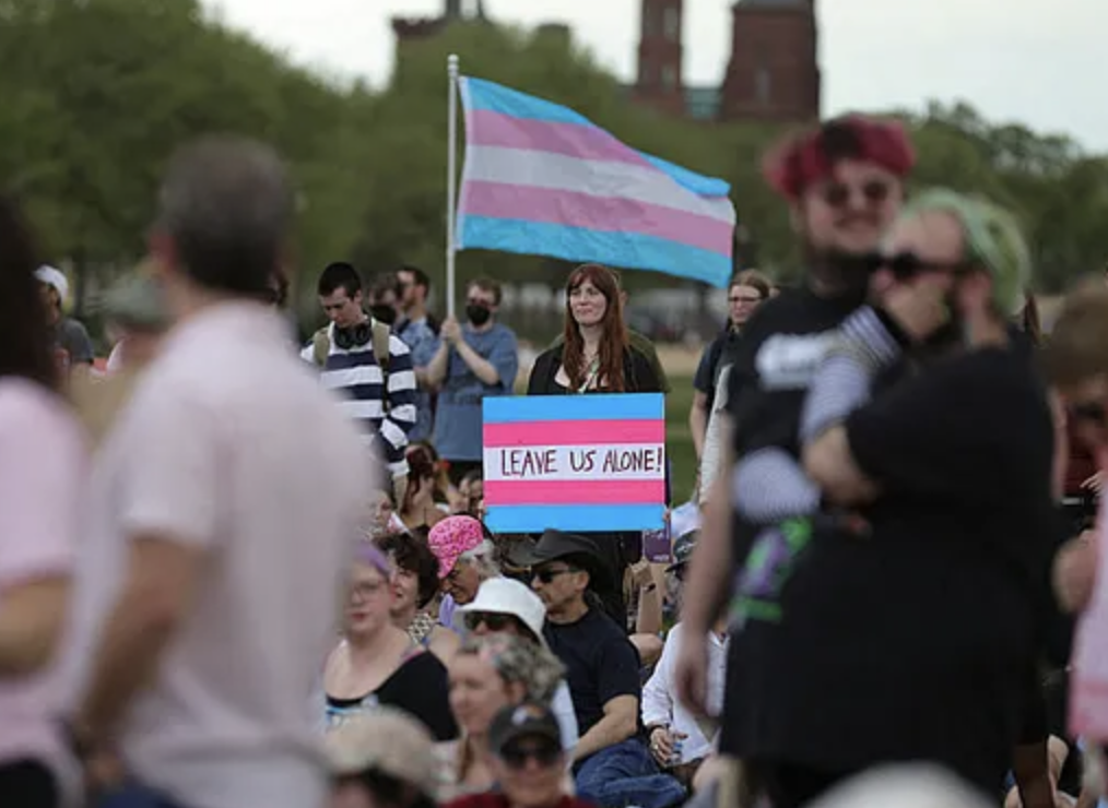 trans protesters on the Mall in Washington DC