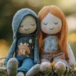 two cute country cloth dolls