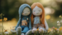 two cute country cloth dolls