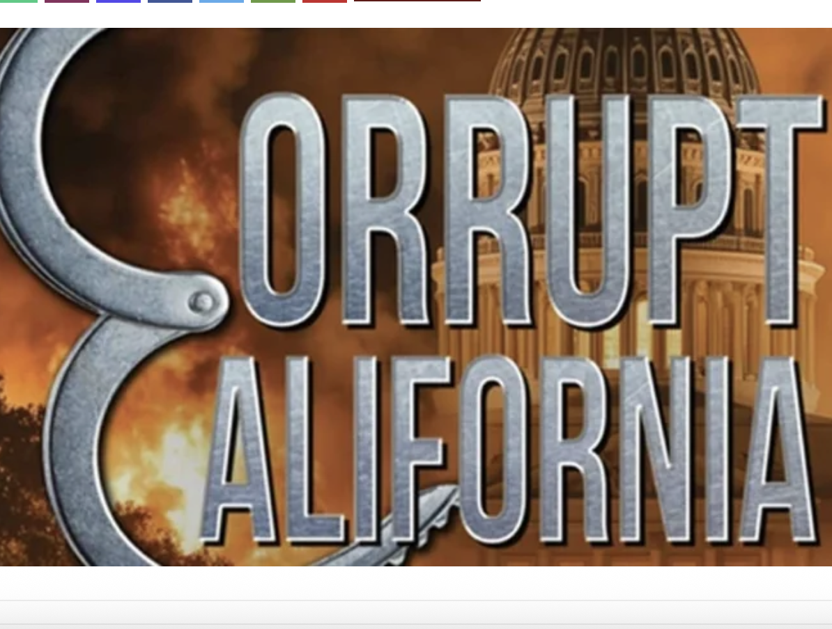 Corrupt California with handcuffs forming the Cs