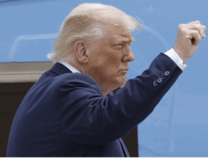 Profile of Trump raised fist bump