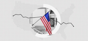 graphic of US with downward arrow of US patriotism