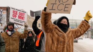Left-wing demonstrators disrupted a Christian worship service in St. Paul, Minn. on