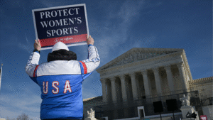 Protect Women's Sports protester at SCOTUS