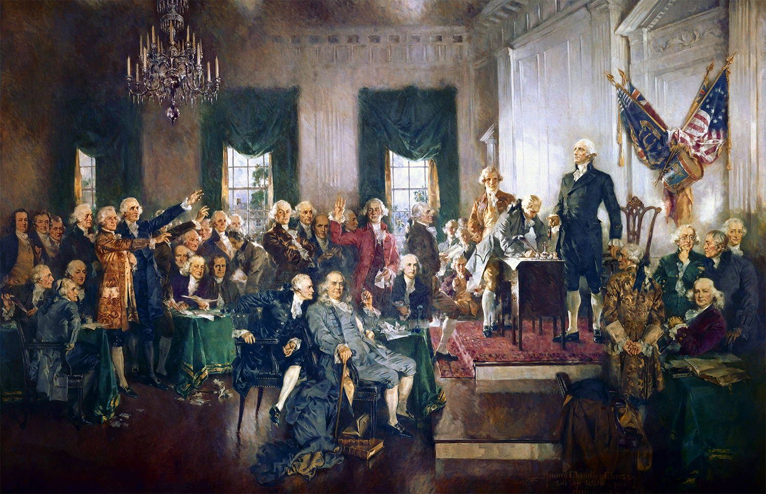 Howard Chandler Christy's - Scene at the Signing of the Constitution of the United States 1500x976