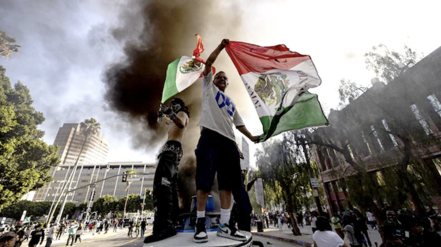 Illegal immigrants from Mexico protest in LA waving Mexican Flags