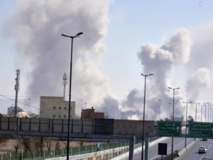 bomb smoke over the middle-east