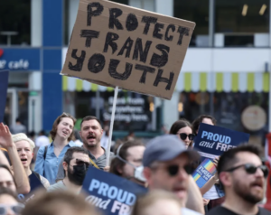 Protesters after Supreme Court upheld a TN law banning some medical care for transgender youths
