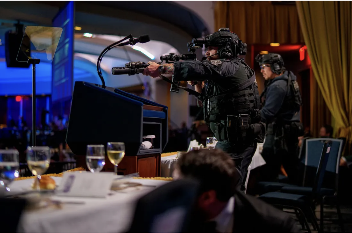 Secret Service Agents Stand on Stage